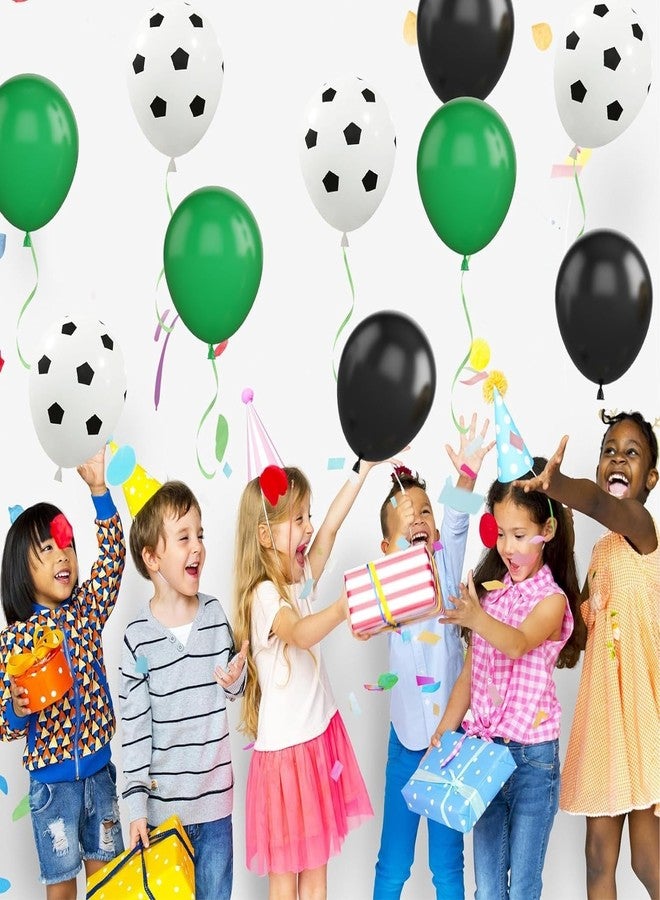 Atpata Funky 30pcs. Football Theme Latex Balloons - Foot Ball Theme Balloons for Kids Sports Themed Birthday Party Decor and Goal theme Celebrations (Green & Black Football Kit) - Image 4